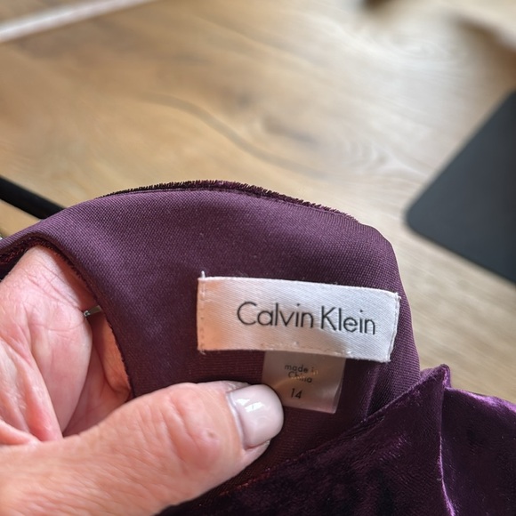 Calvin Klein Crushed Velvet Maxi Evening Gown Womens 14 Purple Festive Party - Picture 10 of 11